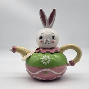 Johanna Parker Carnival Cottage Easter Bunny Rabbit Teapot Spring Novelty New
